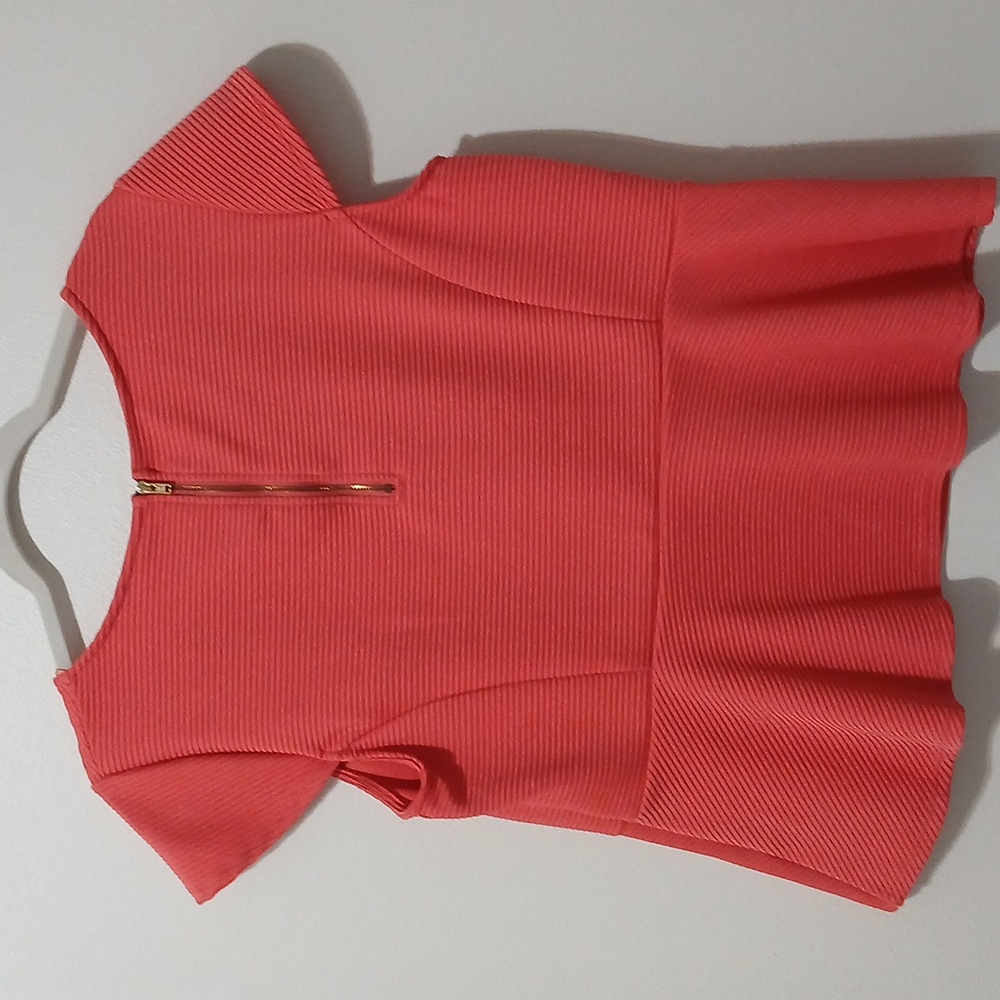 ELLE Womens Peplum Top XL Zip Back - Picture 5 of 8